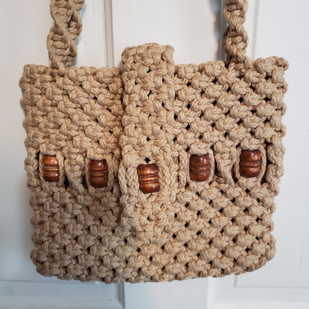 Vintage Macrame Handmade Bohemian Shoulder Bag
